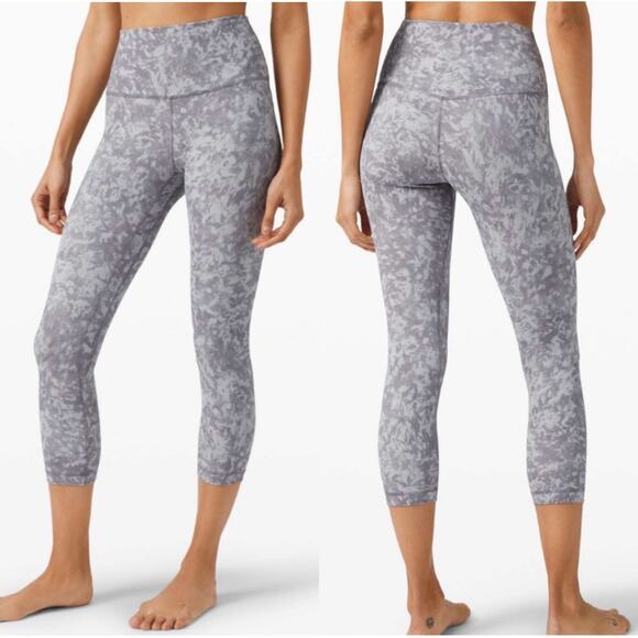 Lululemon Leggings Womens 4 Align Crop 21" Summer Shade Ice Gray Multi Yoga Gym - Picture 1 of 9